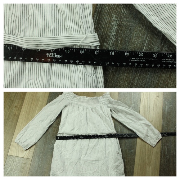 Women's Striped Smocked Off The Shoulder Tunic - Picture 3 of 8